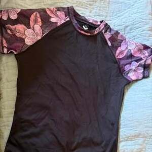 Burnside Black & Pink Floral Rashguard - Women's Surfing Swim Top